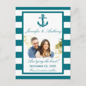 Nautical Anchor Wedding Photo Save the Date Aankondigingskaart (Voorkant)