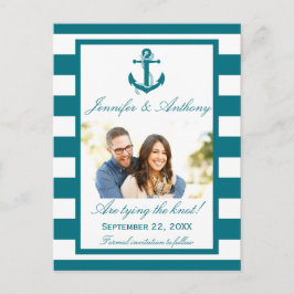 Nautical Anchor Wedding Photo Save the Date Aankondigingskaart