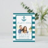 Nautical Anchor Wedding Photo Save the Date Aankondigingskaart (Staand voorkant)
