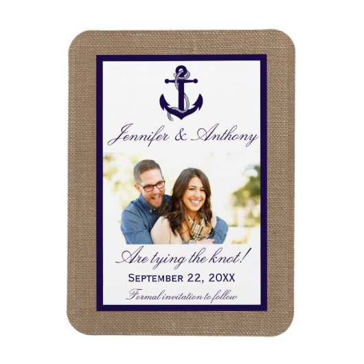 Nautical Anchor Wedding Photo Save the Date Magnet Magneet (Verticaal)