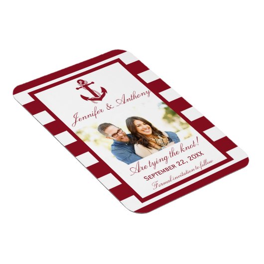 Nautical Anchor Wedding Photo Save the Date Magnet Magneet (Rechterzijde)