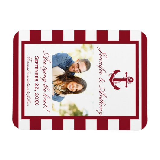 Nautical Anchor Wedding Photo Save the Date Magnet Magneet (Horizontaal)