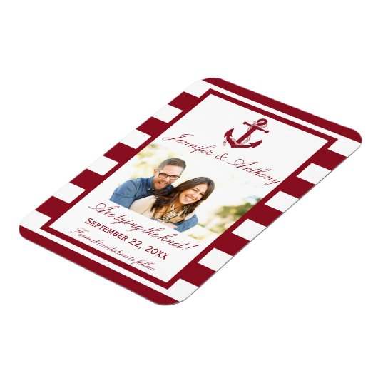 Nautical Anchor Wedding Photo Save the Date Magnet Magneet (Linkerzijde)