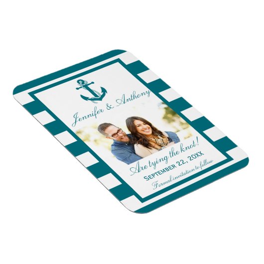 Nautical Anchor Wedding Photo Save the Date Magnet Magneet (Rechterzijde)