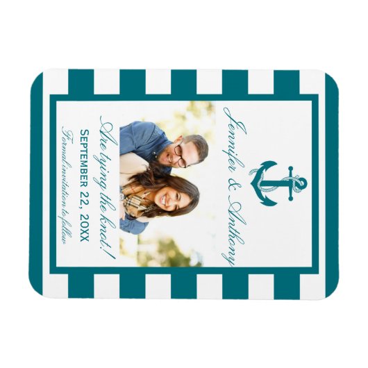 Nautical Anchor Wedding Photo Save the Date Magnet Magneet (Horizontaal)