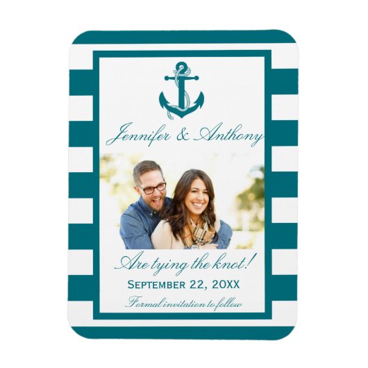Nautical Anchor Wedding Photo Save the Date Magnet Magneet (Verticaal)