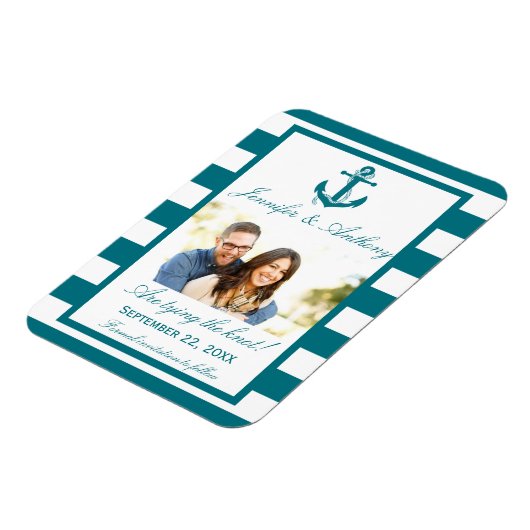 Nautical Anchor Wedding Photo Save the Date Magnet Magneet (Linkerzijde)