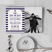 Nautical Anchor Wedding Photo Save the Date Real Folie Uitnodiging