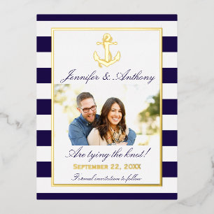Nautical Anchor Wedding Photo Save the Date Real Folie Uitnodiging Briefkaart