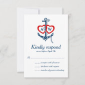 Nautical anchor Wedding RSVP Kaart Invitation set (Voorkant)
