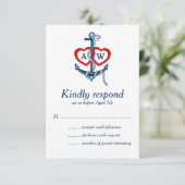 Nautical anchor Wedding RSVP Kaart Invitation set (Staand voorkant)