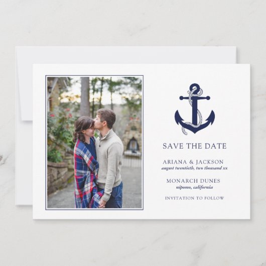 Nautical Anchor Wedding RSVP Save The Date (Voorkant)
