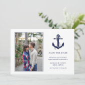 Nautical Anchor Wedding RSVP Save The Date (Staand voorkant)