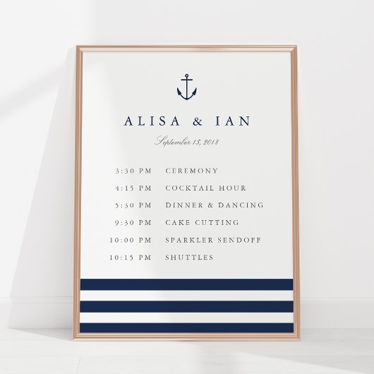 Nautical Anchor Wedding Schedule Poster