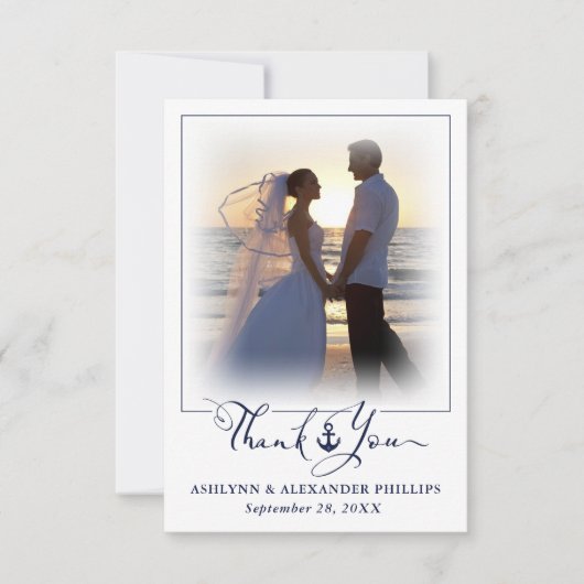 Nautical Anchor Wedding Script Bedankt 2 Foto (Voorkant)