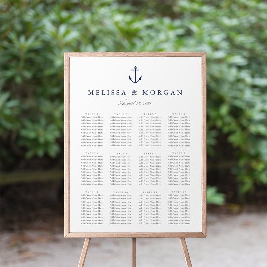 Nautical Anchor Wedding Seating Chart Poster