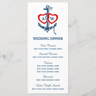 Nautical anchor Wedding sjabloon menu