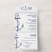Nautical Anchor Wedding Song Request White All In One Uitnodiging (Binnen)