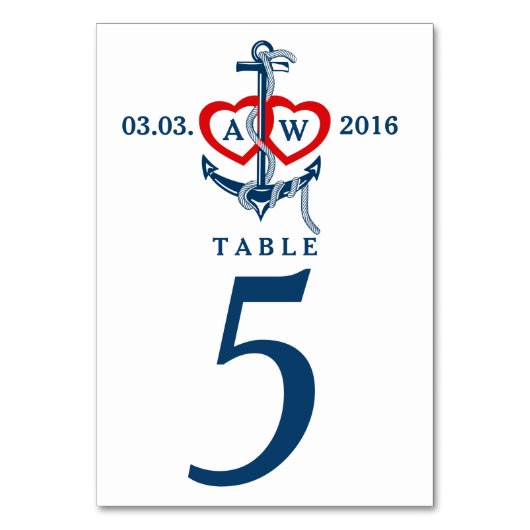 Nautical anchor Wedding table numbers Wedding set Kaart (Voorkant)