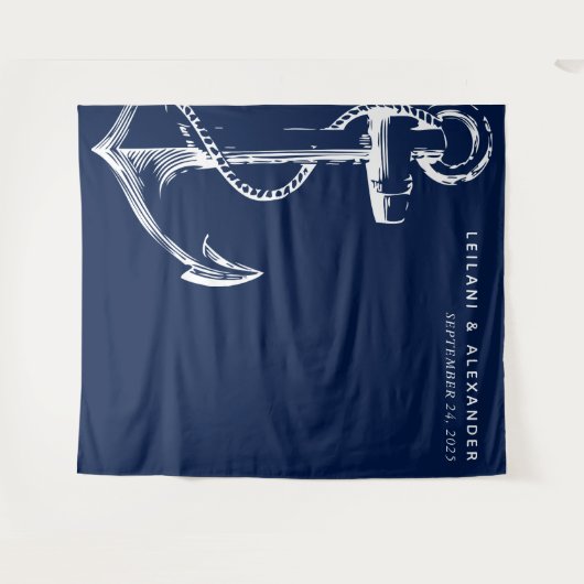 Nautical Anchor Wedding Wandkleed (Voorkant (horizontaal))