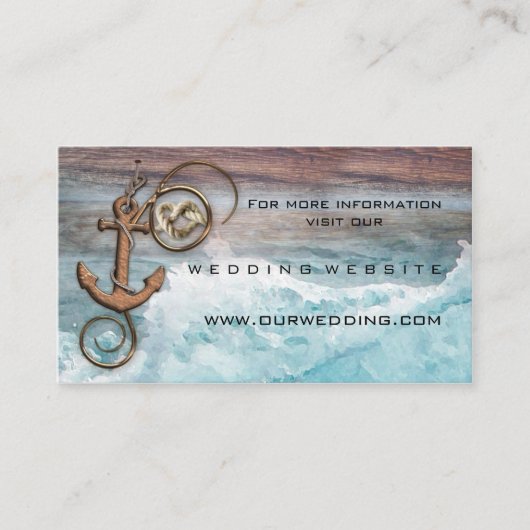 Nautical Anchor Wedding Website Tussenvoegsel Kaar Informatiekaartje (Voorkant)