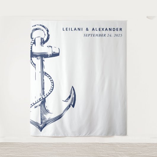 Nautical Anchor Wedding White Wandkleed (Voorkant)
