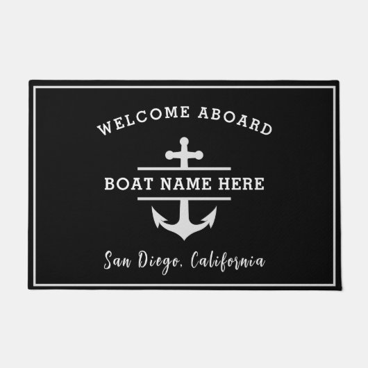 Nautical Anchor Welcome Aboard Personalized Deurmat (Voorkant)