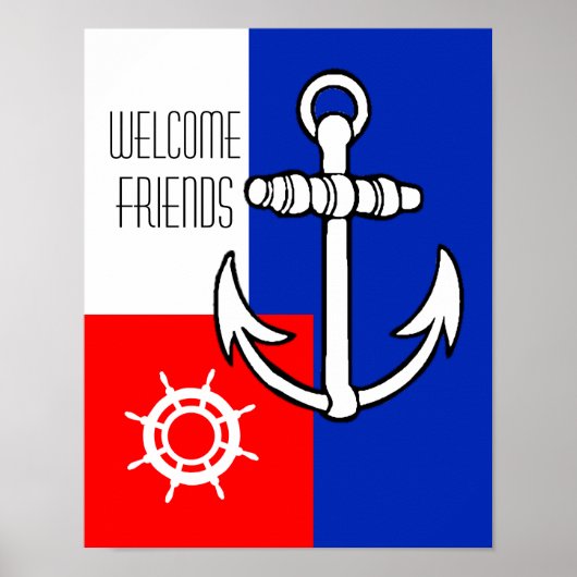 Nautical Anchor - welkome vrienden Poster (Voorkant)