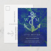 Nautical Anchor  Wereldkaart Moving Aankondigingskaart (Voorkant / Achterkant)