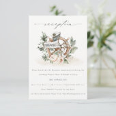 Nautical Anchor Wheel Floral Wedding Reception Informatiekaartje (Staand voorkant)