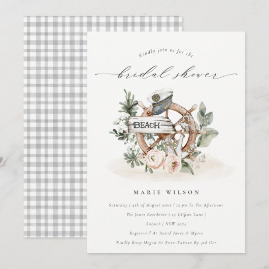 Nautical Anchor Wheel Florence Vrijgezellenfeest U Bedankkaart (Voorkant / Achterkant)