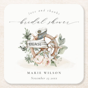 Nautical Anchor Wheel Leafy Florence Vrijgezellenf Kartonnen Onderzetters