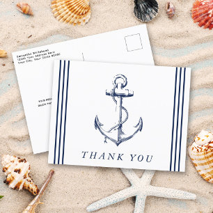 Nautical Anchor White Bedankt Briefkaart