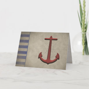 Nautical Anchor with Blue Stripes Note Kaart