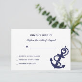 Nautical Anchor with Rope Wedding Invitation RSVP Kaartje (Staand voorkant)