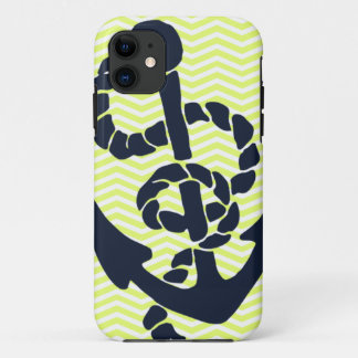 Nautical Anchor Yellow Chevron iphone 5 hoesje