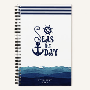 Nautical Anchor ZEEEN DAY Waterverf Waves Notitieboek
