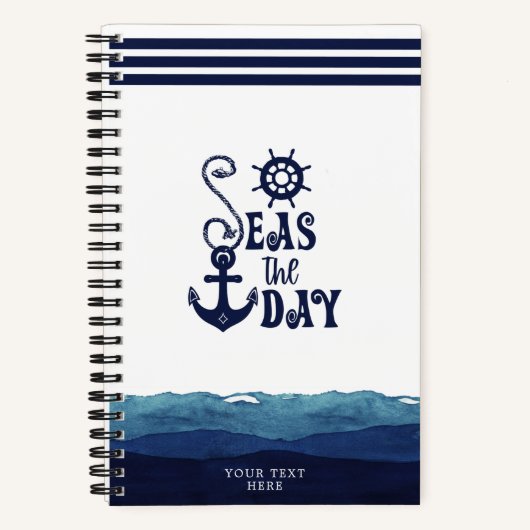 Nautical Anchor ZEEEN DAY Waterverf Waves Notitieboek (Voorkant)