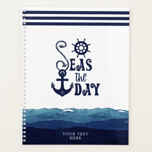 Nautical Anchor ZEEEN DAY Waterverf Waves Planner (Voorkant)