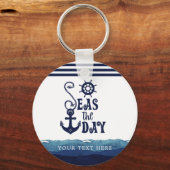 Nautical Anchor ZEEEN the DAY Navy Personated Sleutelhanger (Voorkant)