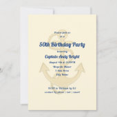Nautical Anchor Zijn Birthday Custom Invitations Kaart (Voorkant)
