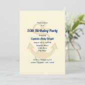 Nautical Anchor Zijn Birthday Custom Invitations Kaart (Staand voorkant)