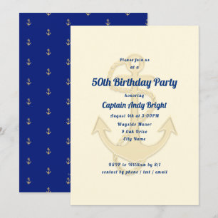 Nautical Anchor Zijn Birthday Custom Invitations Kaart