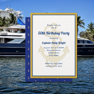 Nautical Anchor Zijn Birthday Custom Invitations Kaart