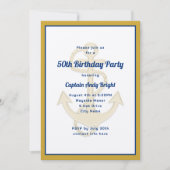 Nautical Anchor Zijn Birthday Custom Invitations Kaart (Voorkant)