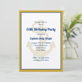 Nautical Anchor Zijn Birthday Custom Invitations Kaart (Staand voorkant)