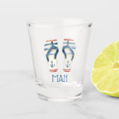 Nautical Anchors and Stripes Flip Fops Monogram Shot Glas (Voorkant)