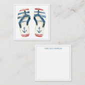 Nautical Anchors and Stripes Flip Fops Notitiekaartje (Voorkant / Achterkant)