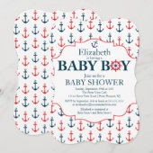 Nautical Anchors Away Boys Baby shower Kaart (Voorkant / Achterkant)