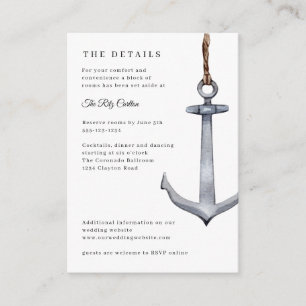 Nautical Anchors Away Wedding Enclosure Card Informatiekaartje